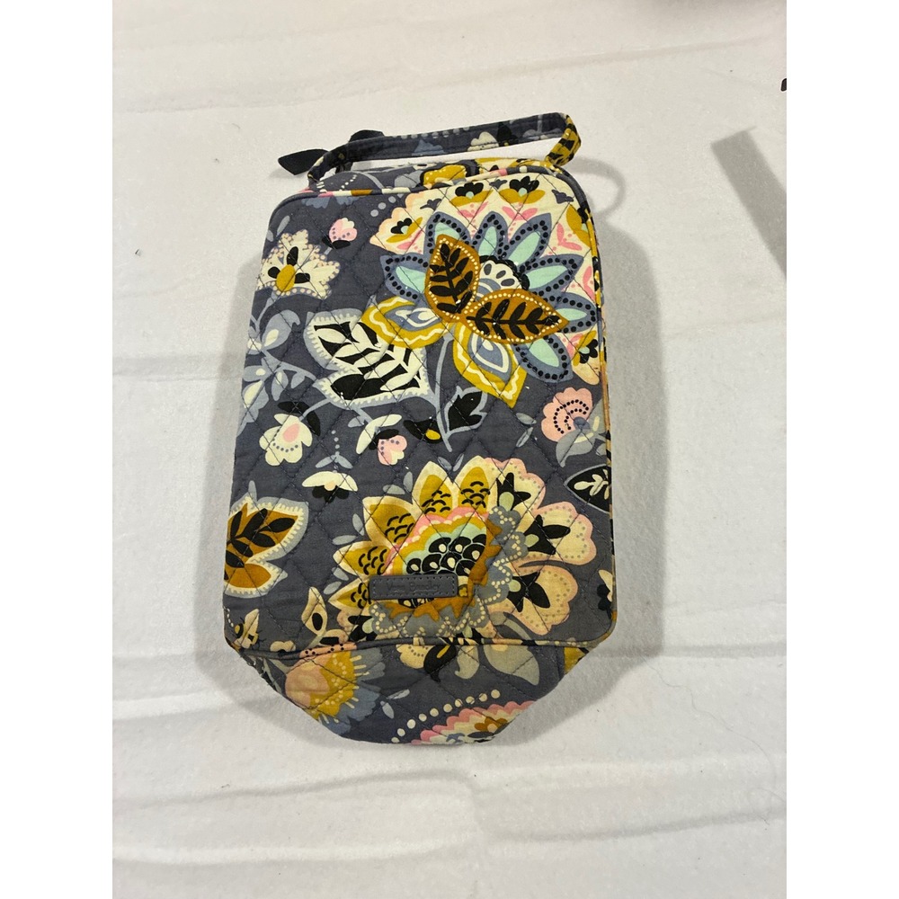 Vera Bradley Floral Quilted Insulated Lunch Cooler Bag Grey Yellow Pink